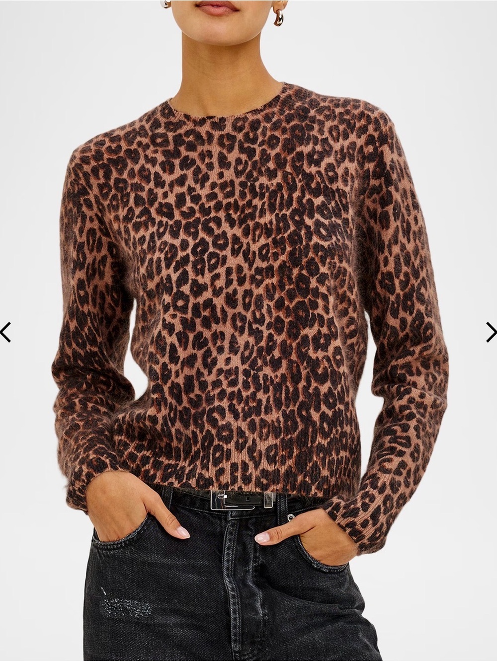 Rails Sofia Leopard Print Wool-Cashmere Top Size XS
